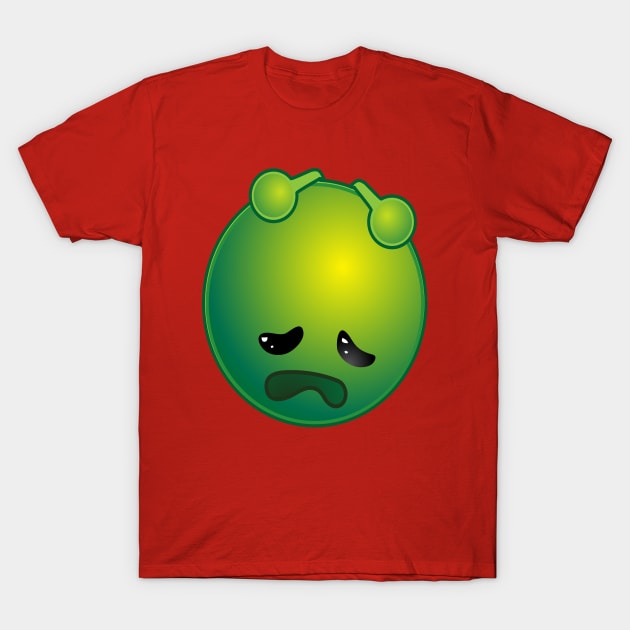 Funny Sad Alien Monster ET Extraterrestrial Martian Green Man Emoji for Women, Men and Kids 4 T-Shirt by PatrioTEEism